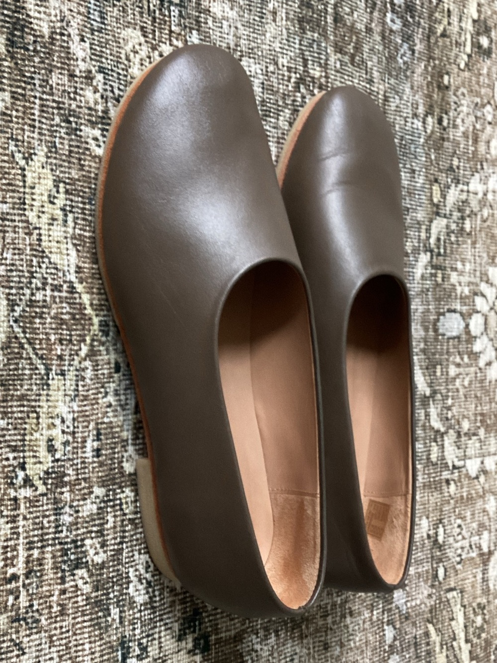 Lauren Manoogian Brown Leather Mono Rounded Toe Flats - Picture 5 of 8